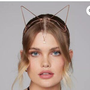 Savage X Fenty Make me Purr Cat Ears Rose Gold Metal Headband NEW